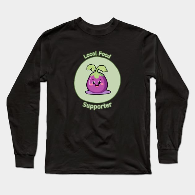 Local Food Supporter - Eggplant Long Sleeve T-Shirt by Craftix Design